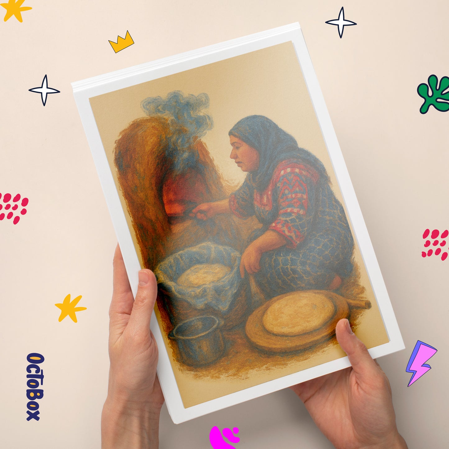 Abstract Background Egyptian Woman Baking