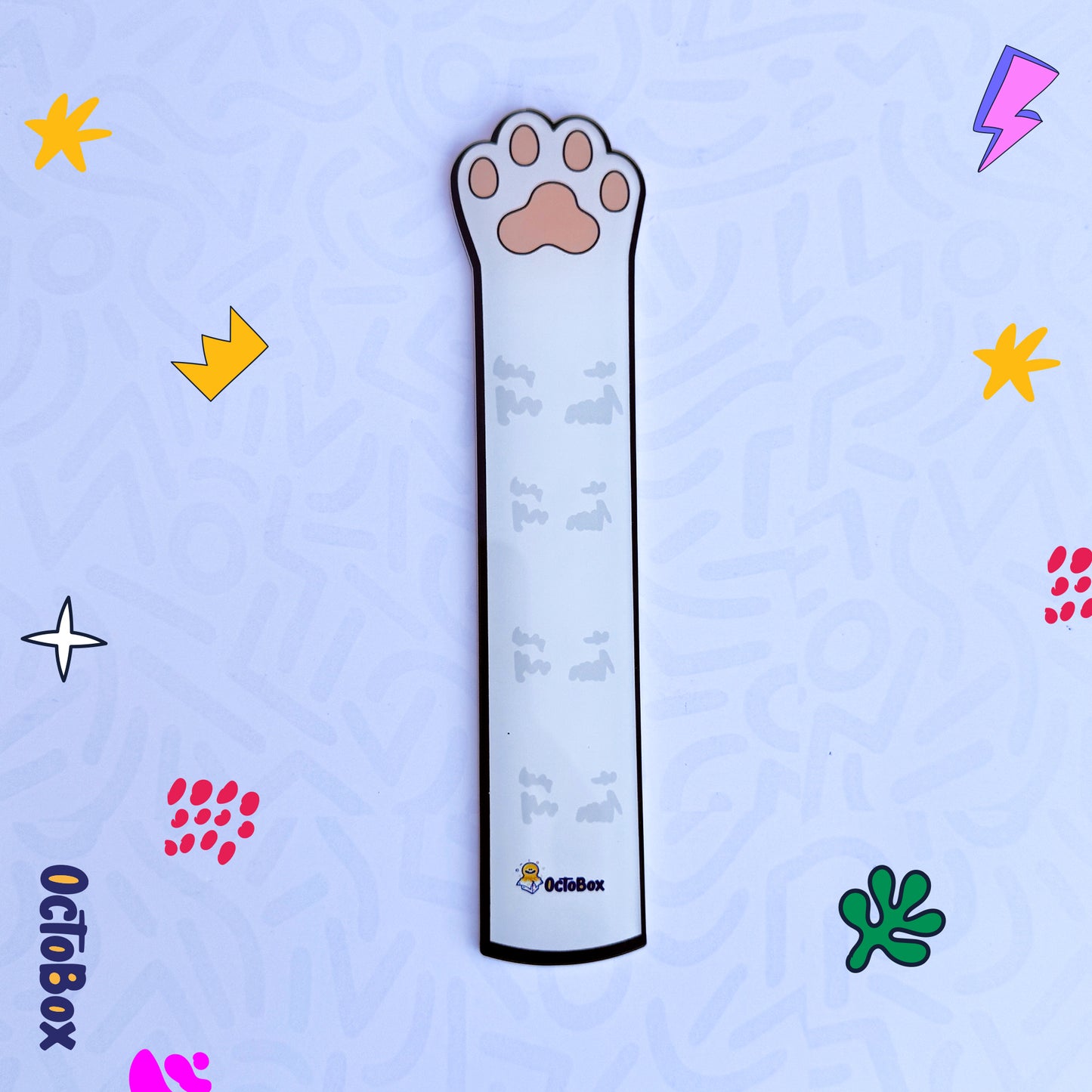 Acrylic White Cat Brown Paw