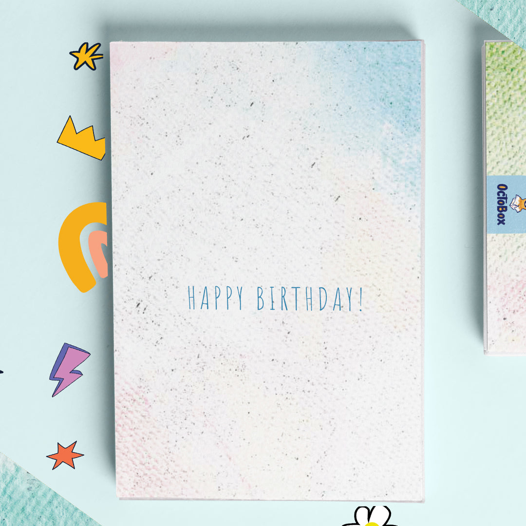 Paper Textured Water Coloured Happy Birthday