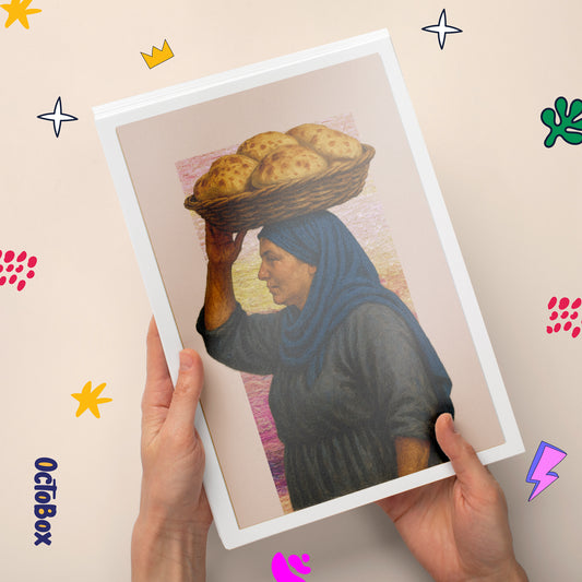 Abstract Background Egyptian Woman Holding Bread