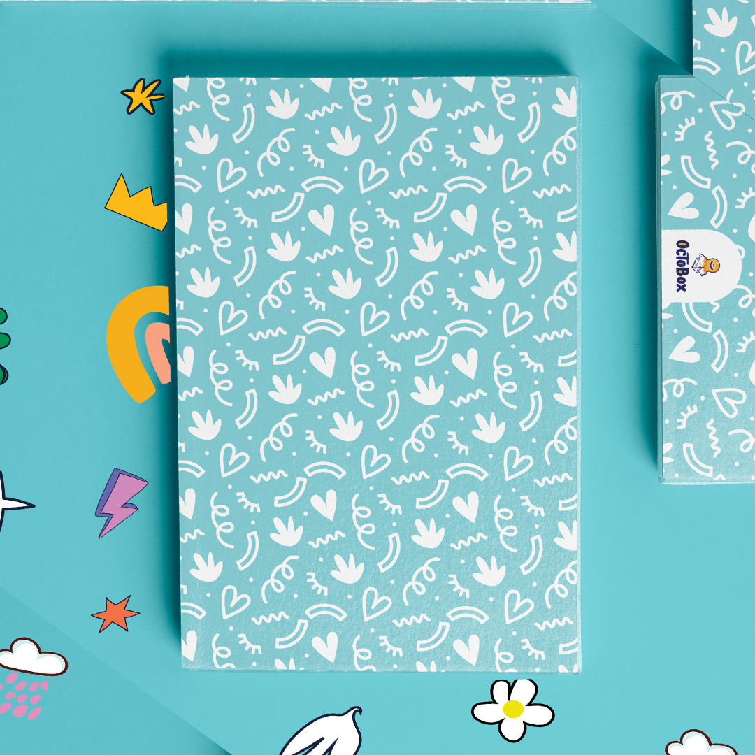 Baby Blue Patterned Hearts