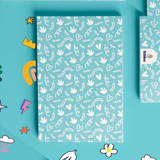 Baby Blue Patterned Hearts