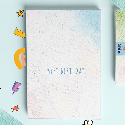 Paper Textured Water Coloured Happy Birthday