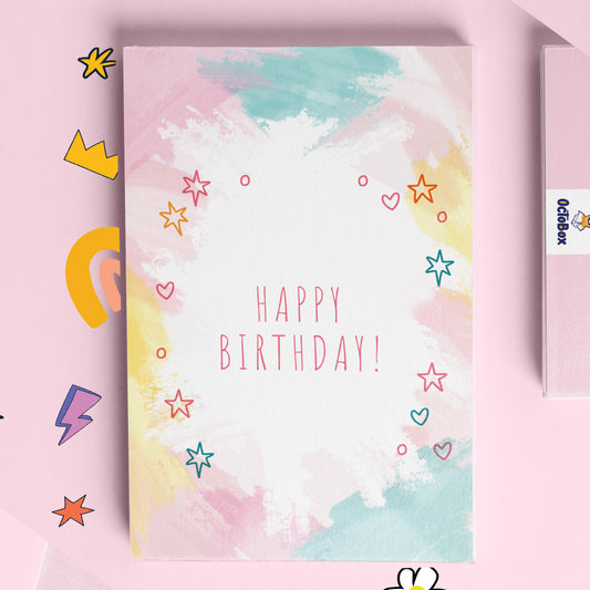 Water Coloured Starred Background Happy Birthday