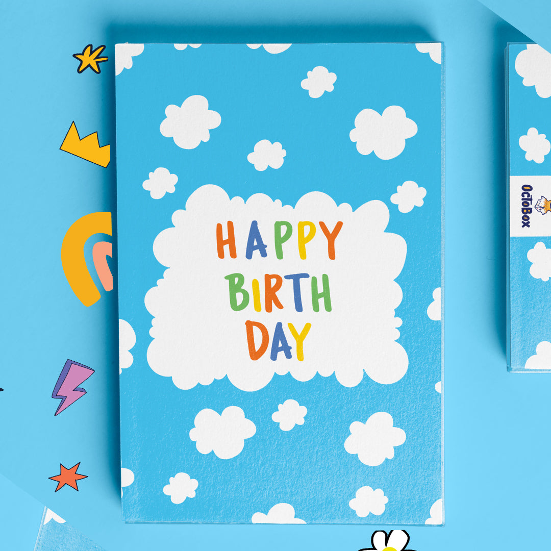 White Cloud Blue Happy Birthday