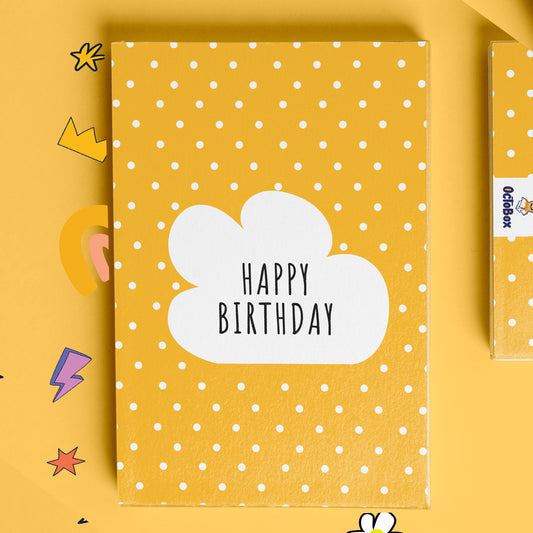 White Dotted Yellow Happy Birthday